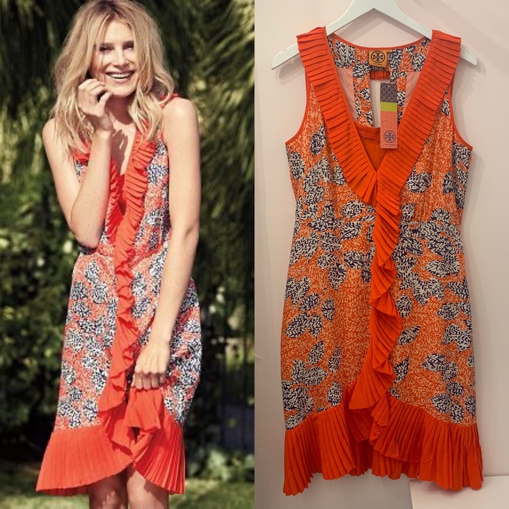 TORY BURCH Size 10 Janetta Dress Navy / Orange
